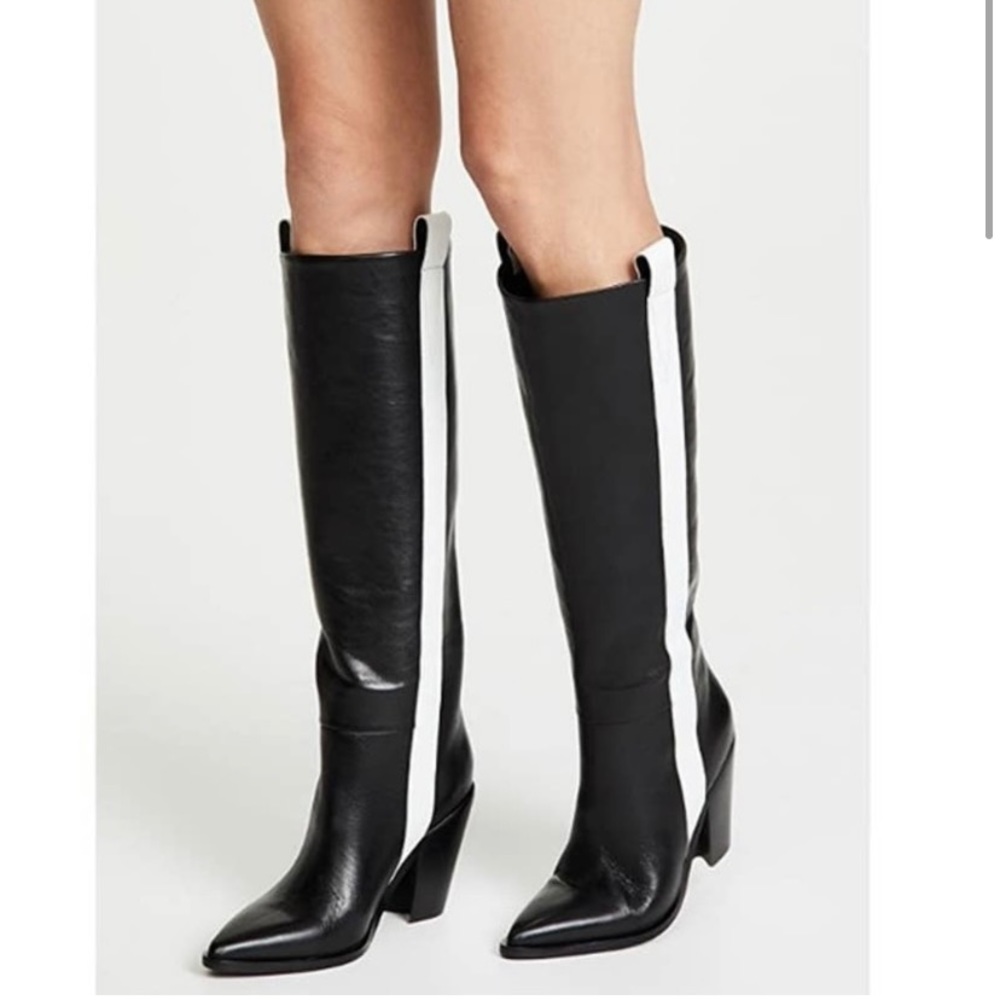 Sigerson Morrison Kaethe Black & White Knee High Boots 36 (EU) 6 (US)